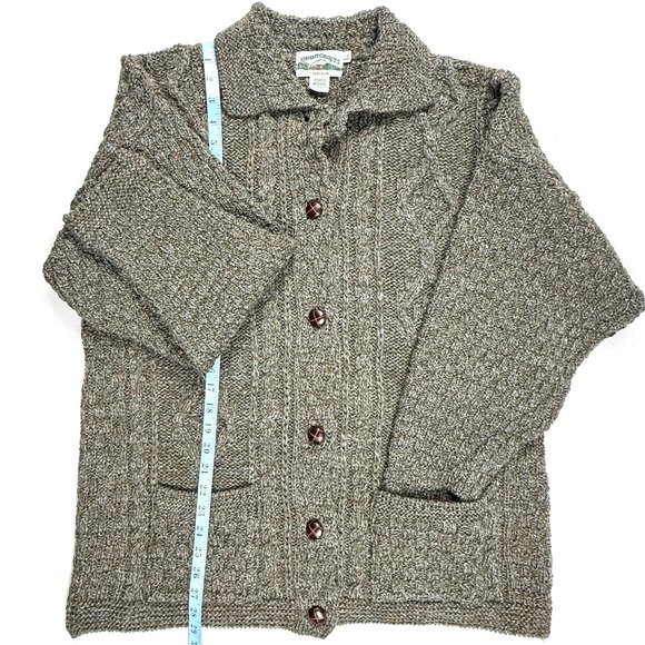 Aran Crafts Ireland 100% Wool Cable Knit Button Front Cardigan Sweater L - Picture 5 of 7